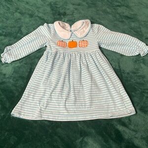Small Marie Nicole girls pumpkin embroidered dress